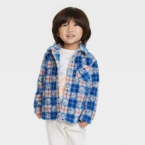 Toddler Boys' Super Mario Printed Shacket Blue 3T